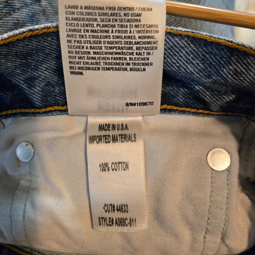 AGOLDE Women's 90s Jeans Mid Rise in Light Wash Loose Fit Distressed Straight - Picture 10 of 10